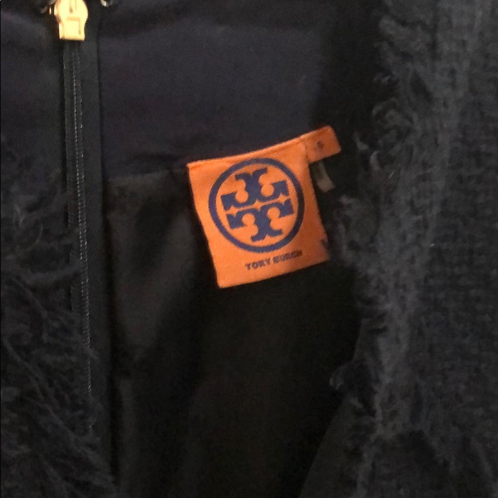 Tory Burch navy blue tweed shift dress size 6
